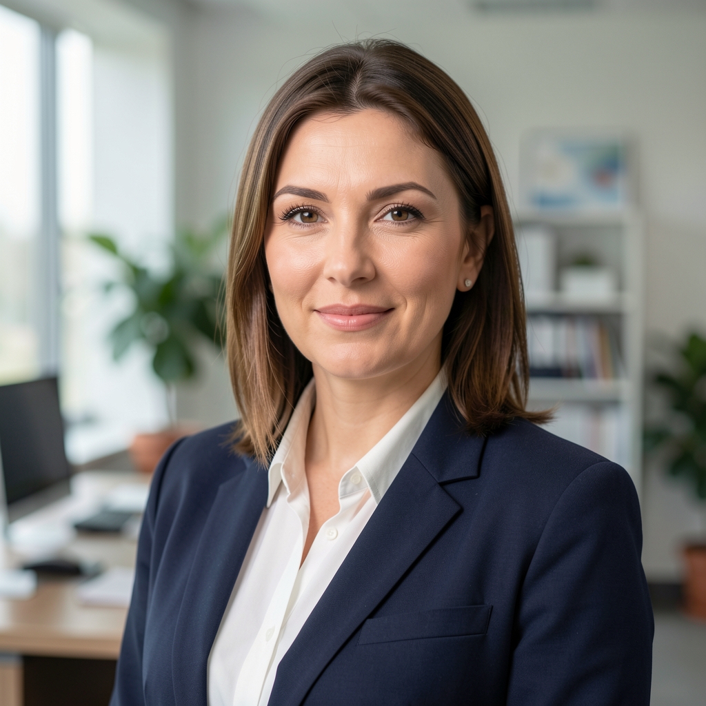 Јелена Николић, директорка производног каталога Officexa, портрет жене у пословном одевању у канцеларији